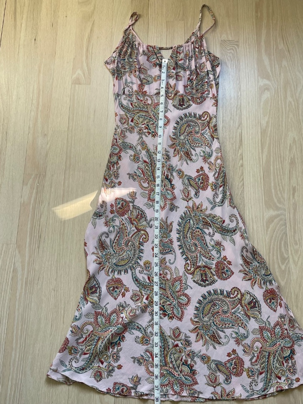 Angie Pink Paisley Boho Midi Dress Pink Floral Slip Dress Size M Fits Like XS/S - Picture 8 of 10